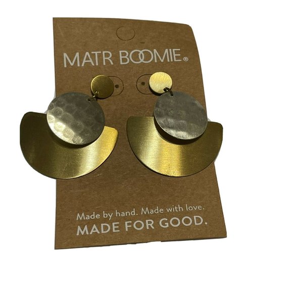 Matr Boomie Dangle Earrings Hang Geometric Metal Statement - Picture 1 of 3